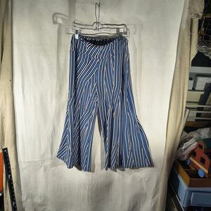 Coco Blanco Women's Size Small Chic Blue & White Striped Wide-Leg Pants